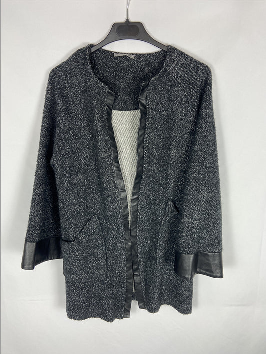 ZARA. Chaqueta de punto gris jaspeada T.m