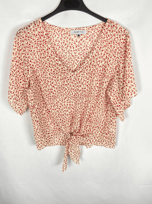HARPER & ME. Top semitransparente estampado flores rojas T.s