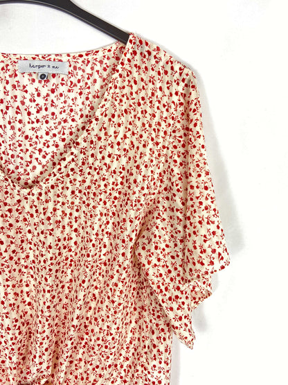 HARPER & ME. Top semitransparente estampado flores rojas T.s