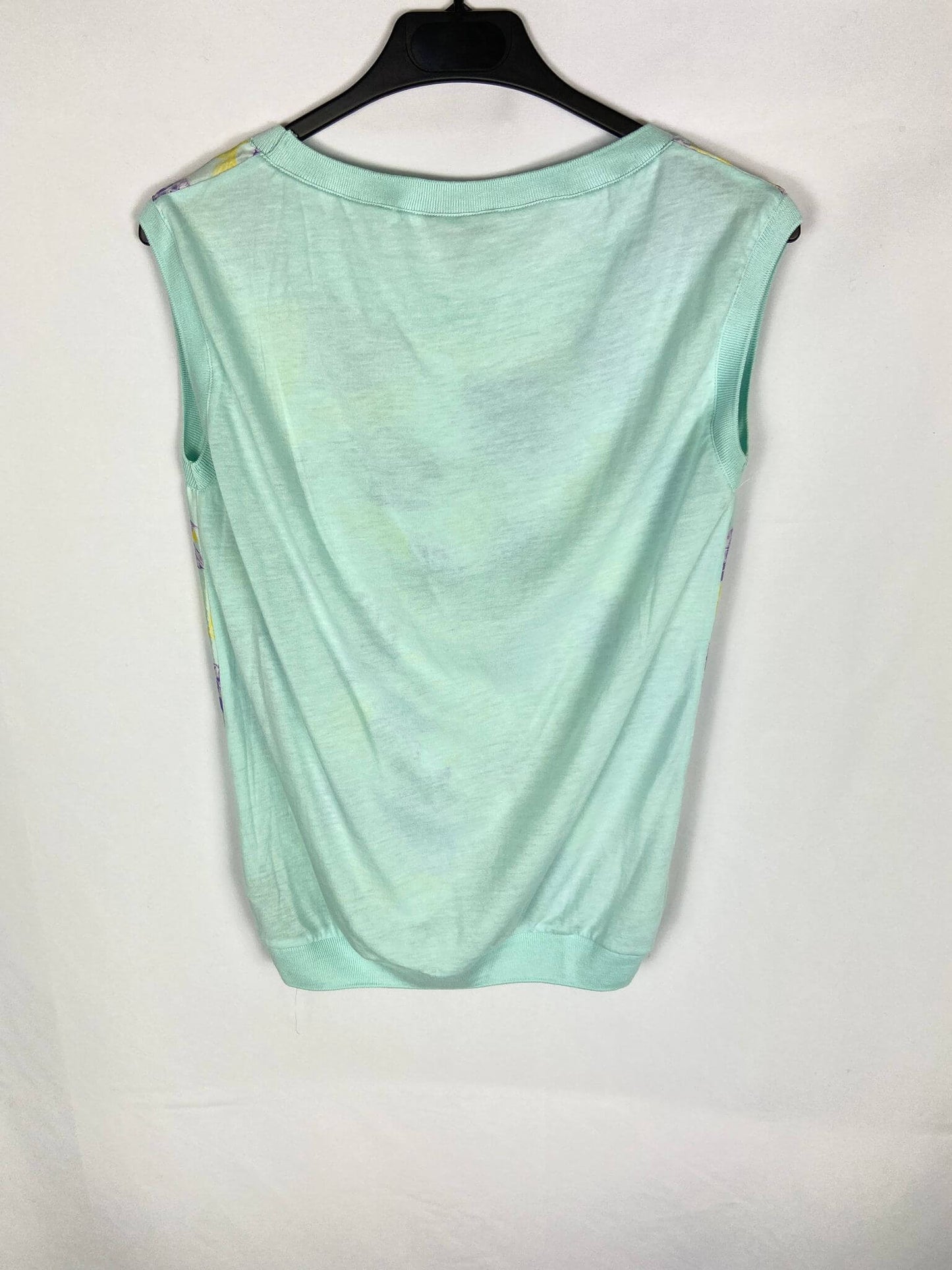 MASSIMO DUTTI. Turquoise blue blouse with double texture print T.xs
