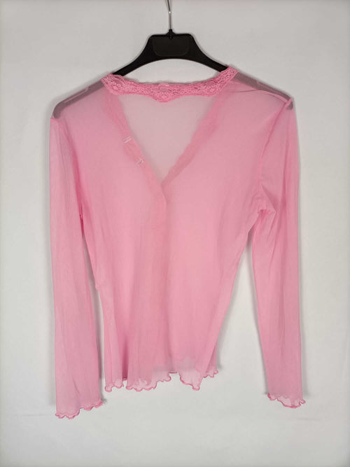 OTRAS. Camisa rosa semitransparente T.s