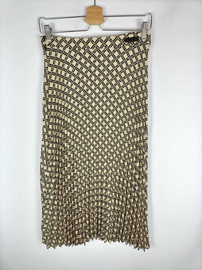 SALSA. Falda midi plisada beige estampado geometrico T xs