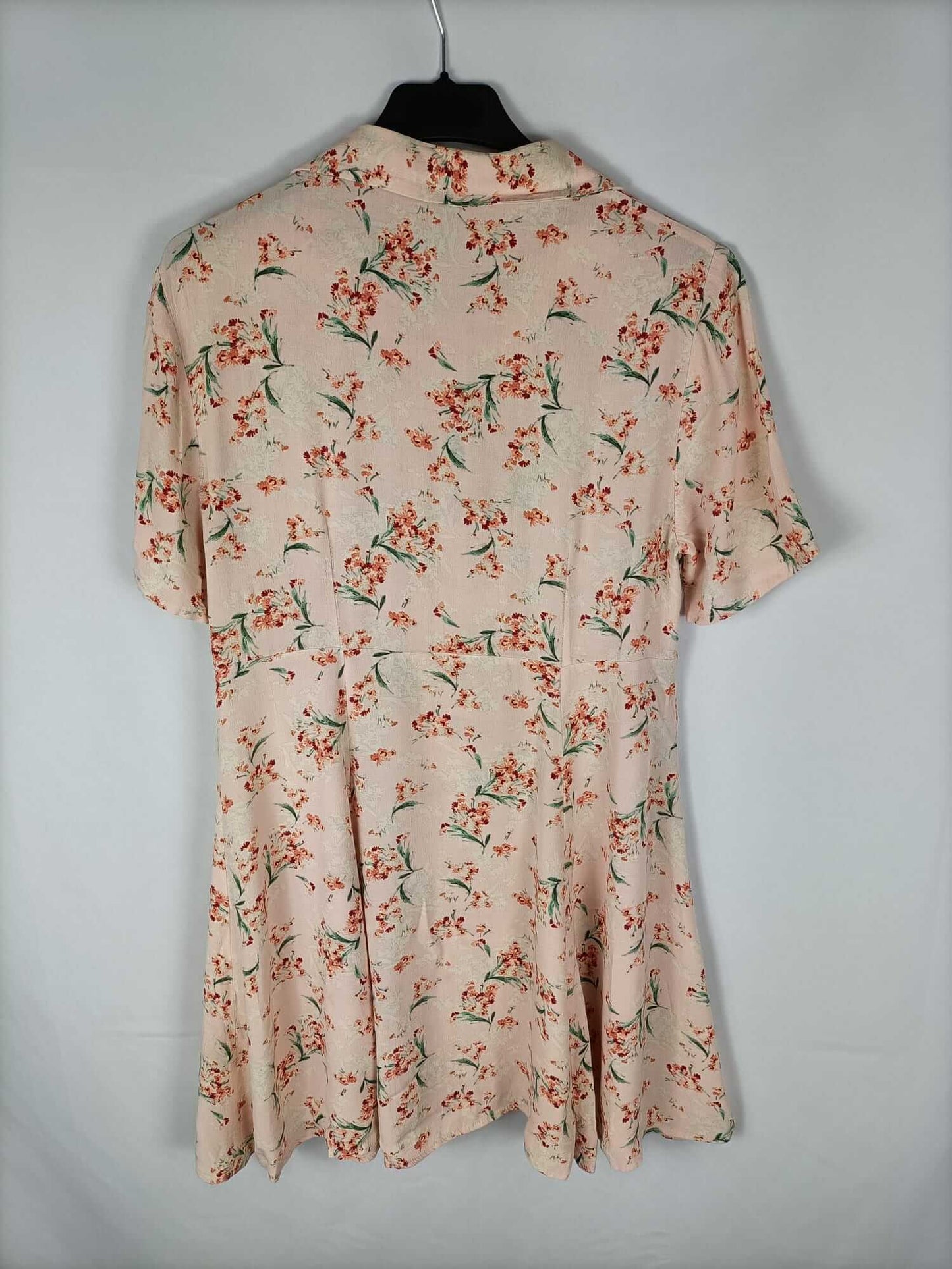 ZARA. Vestido rosa estampado flores abotonado T . xs
