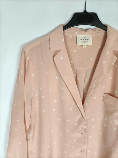 SEZANE. Camisa rosa lunares T. 38