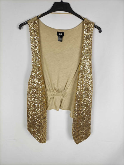 H&amp;M. Gold Sequin Vest Tl