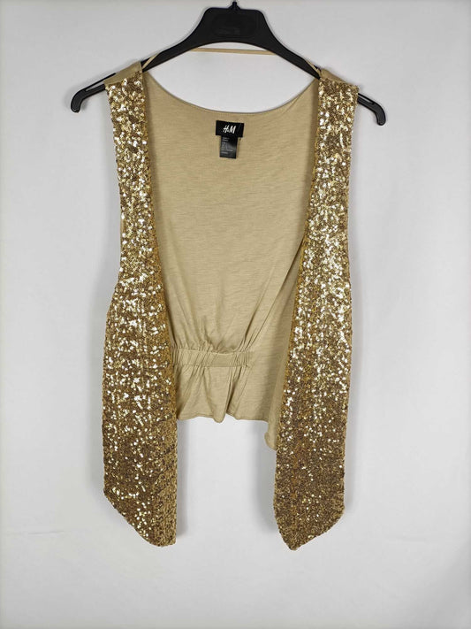 H&amp;M. Gold Sequin Vest Tl