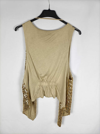 H&amp;M. Gold Sequin Vest Tl