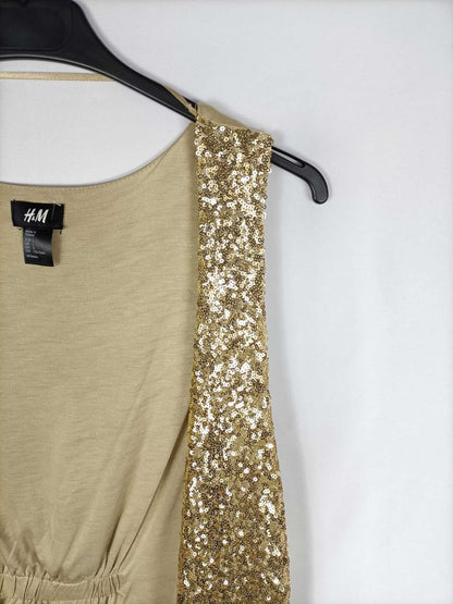 H&amp;M. Gold Sequin Vest Tl