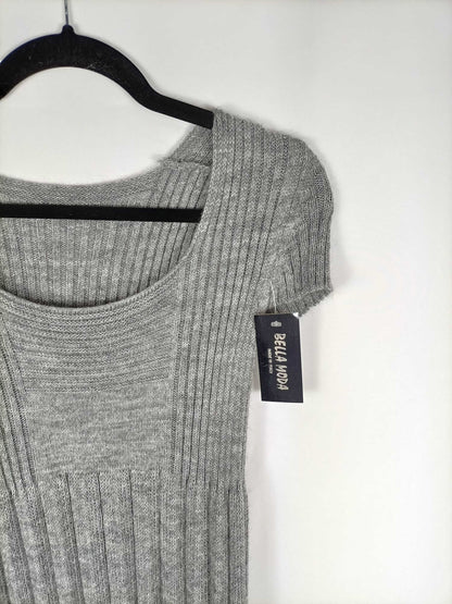 BELLAMODA.Vestido gris lana T.s/m