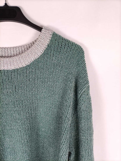 MANGO. Green and silver sweater size l