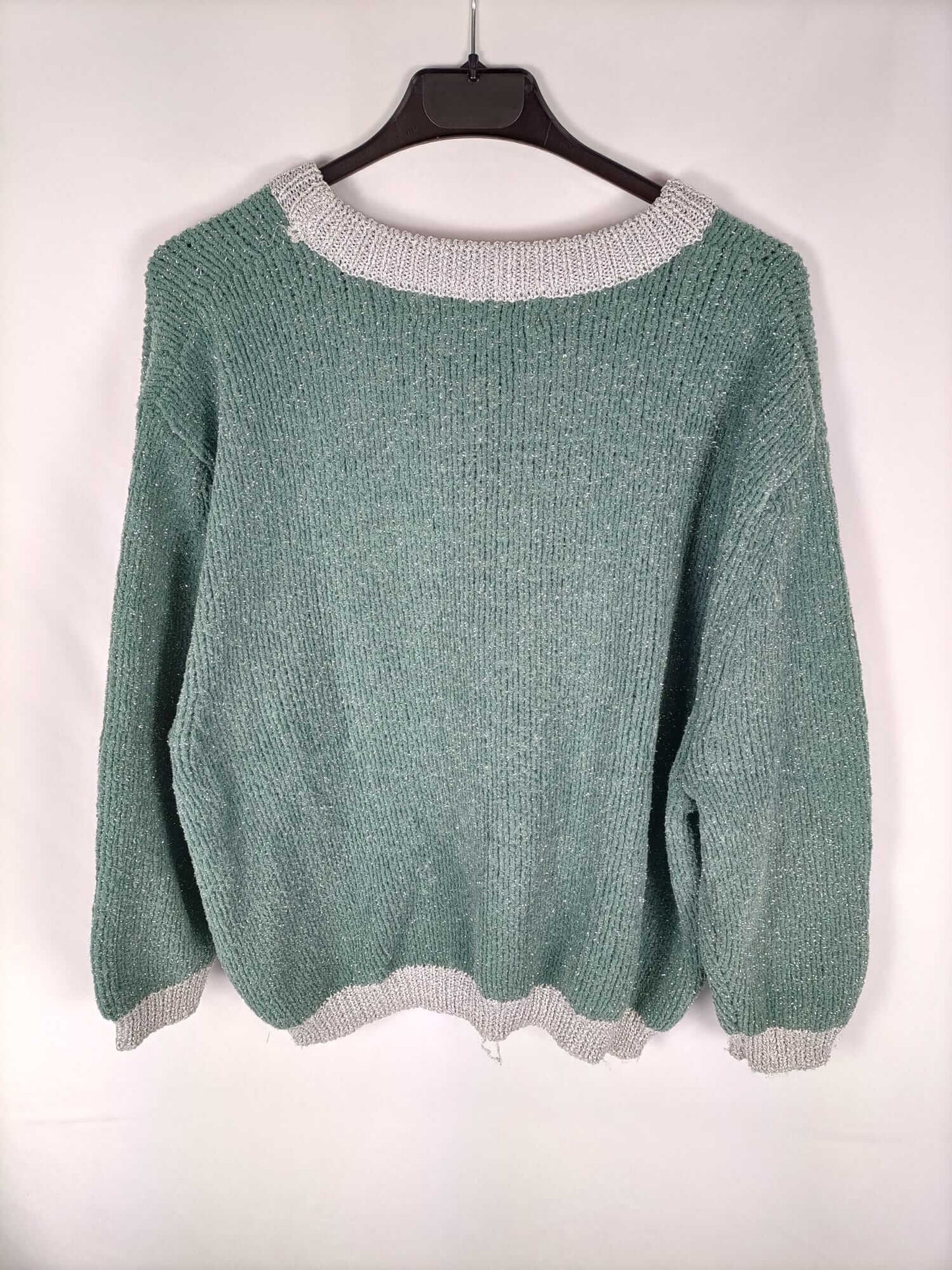MANGO. Green and silver sweater size l