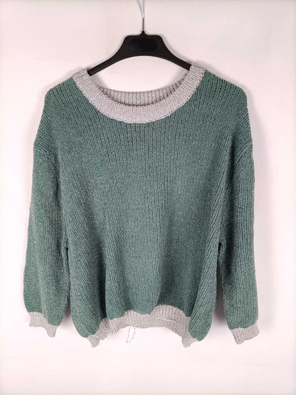 MANGO. Green and silver sweater size l