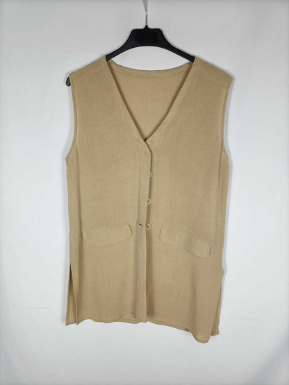 OTRAS. Chaleco camel fluido T.m/l