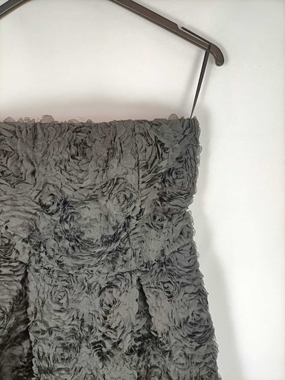 BLANCO.Vestido palabra de honor tejido dibujo flores T.m