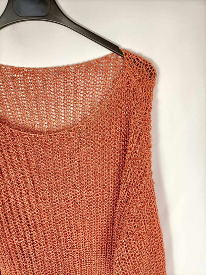 ZARA.Jersey punto abierto naranja apagado T.s