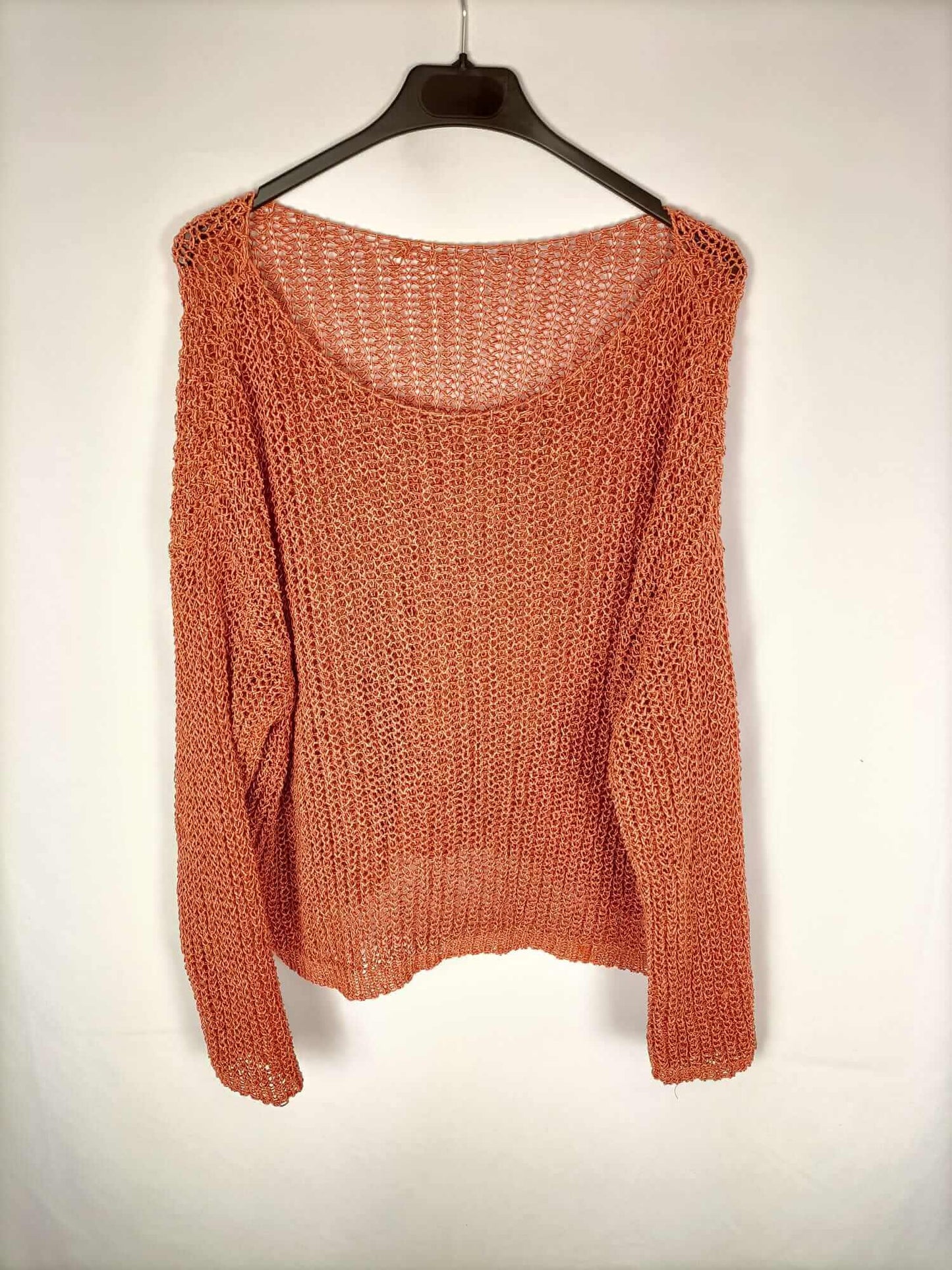 ZARA.Jersey punto abierto naranja apagado T.s