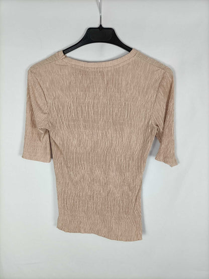 ZARA. Nude gathered fabric top Ts