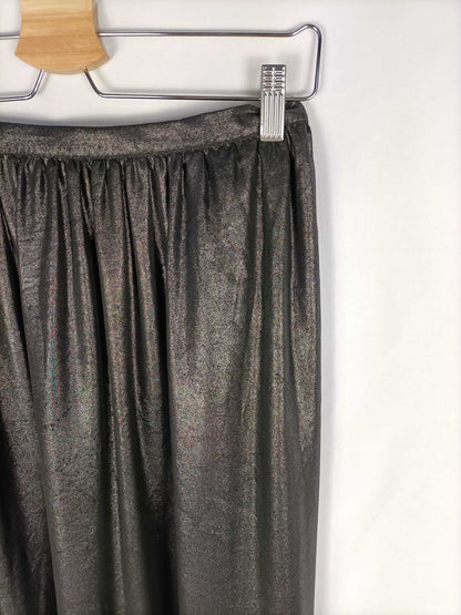 ZARA.Falda midi plateada vuelto T.s