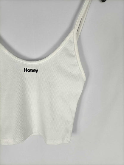 OTRAS.Croptop blanco canalé T.xs