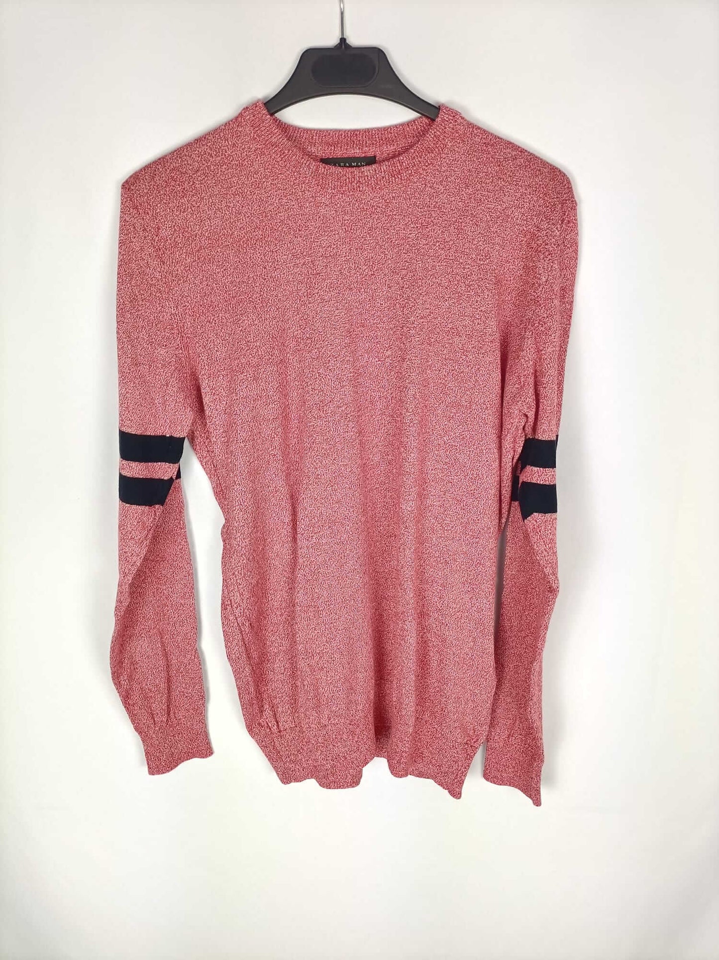 ZARA Man.Dark pink striped jersey with sleeves Tm