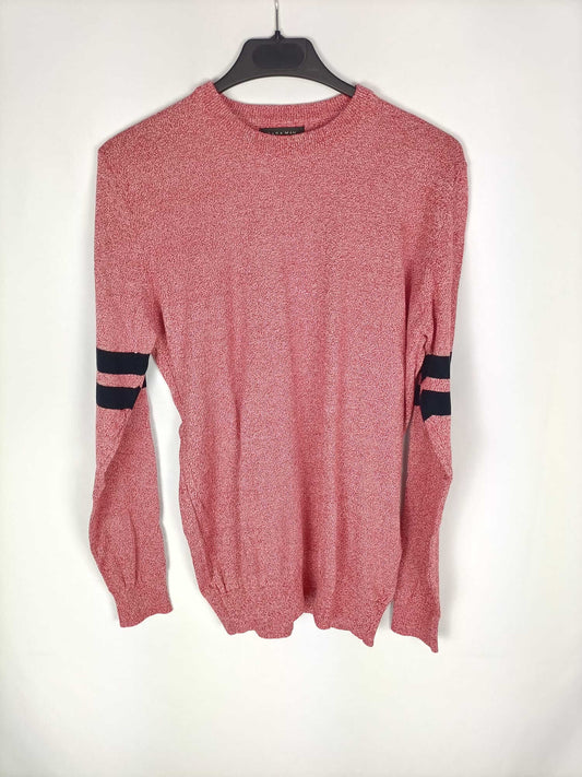 ZARA Man.Dark pink striped jersey with sleeves Tm