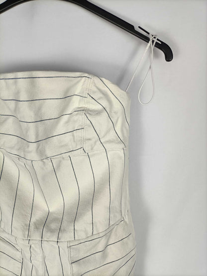 ZARA.Mono corto beige rayas T.xs