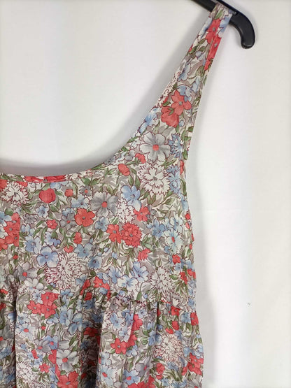 TOPSHOP.Top fluido flores volantes T.36