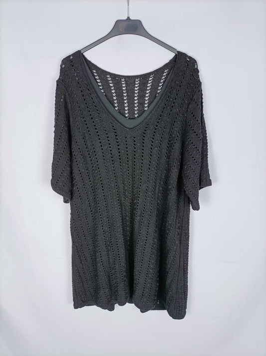 OTRAS. Vestido corto negro croche T.u (m)