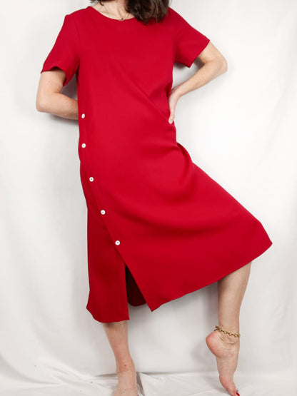 MANGO.Vestido midi rojo T.m