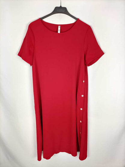 MANGO.Vestido midi rojo T.m