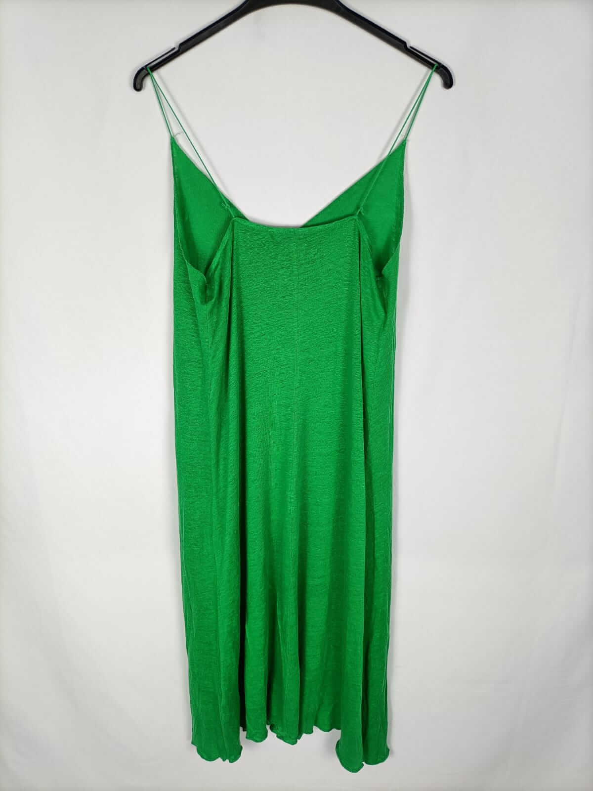 ZARA.Vestido midi verde lino T.s