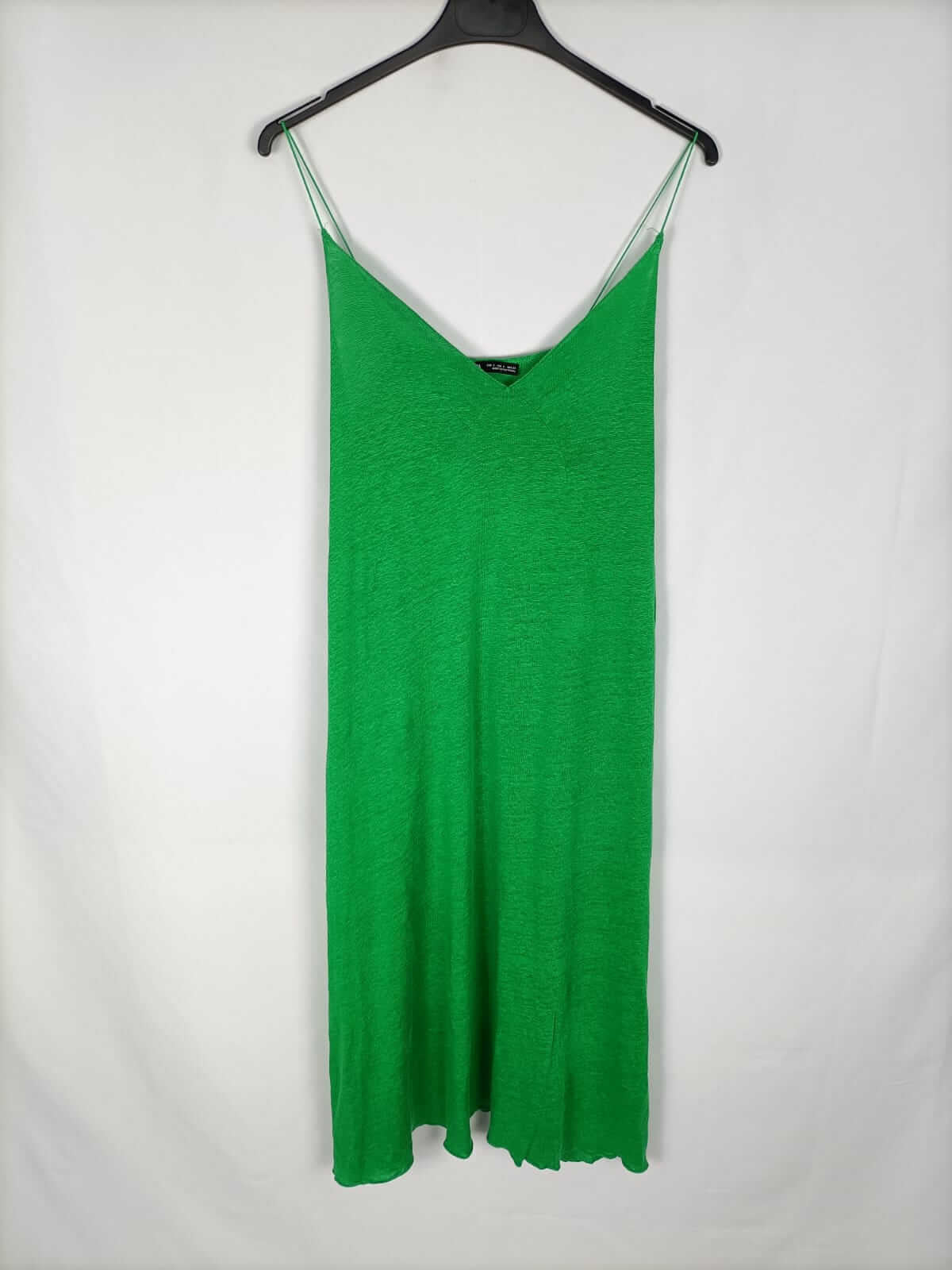 ZARA.Vestido midi verde lino T.s