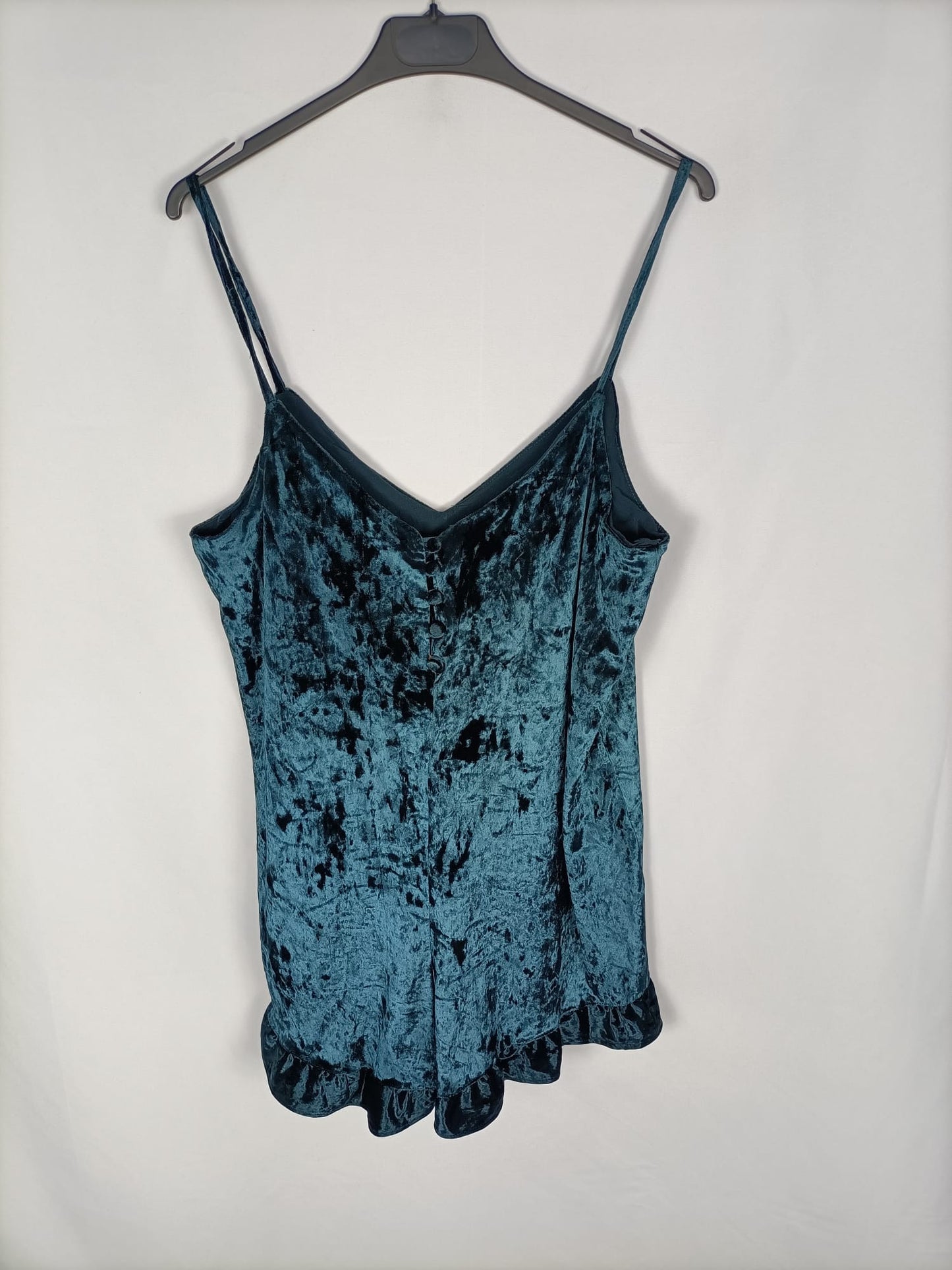 PULL&BEAR. Mono verde terciopelo T.l