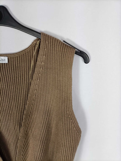 ZARA. Croptop canalé camel  T.m