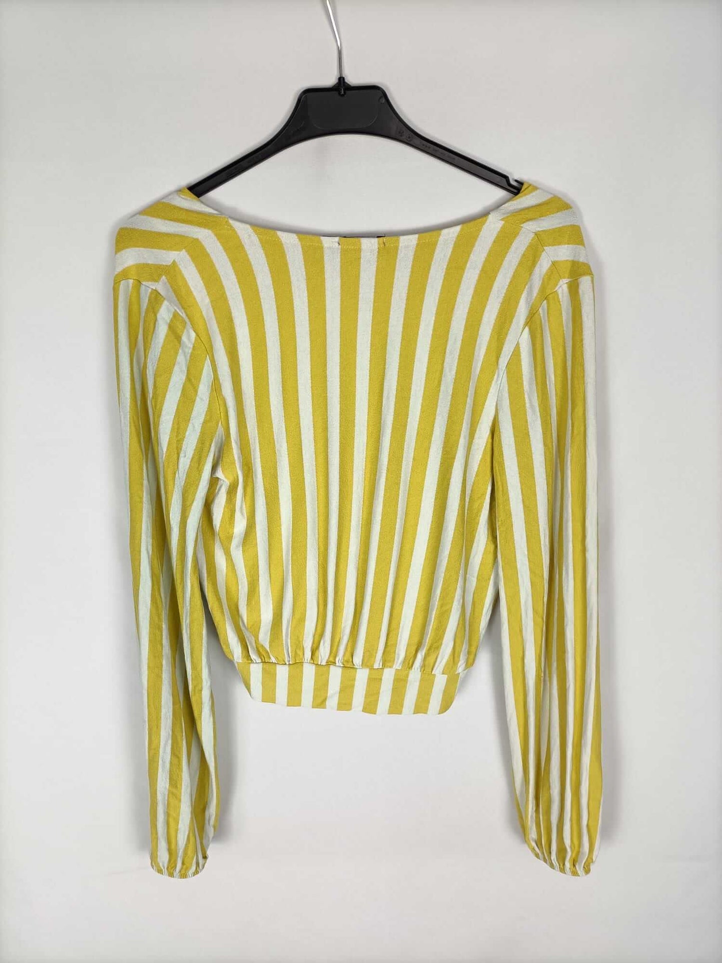 BERSHKA. Top rayas amarillo y blanco T.m