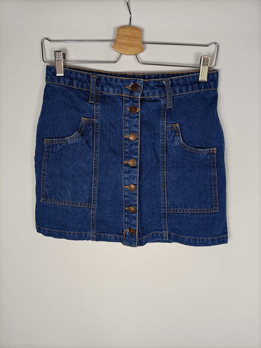 STRADIVARIUS. Falda denim abotonada T.38