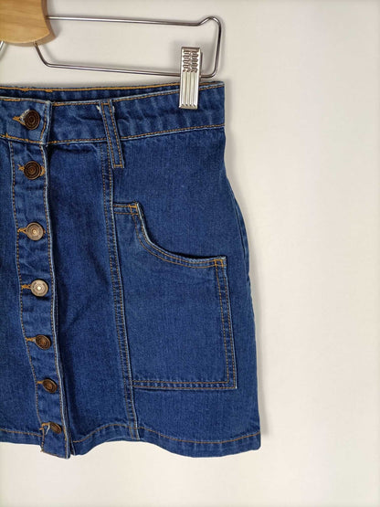 STRADIVARIUS. Falda denim abotonada T.38
