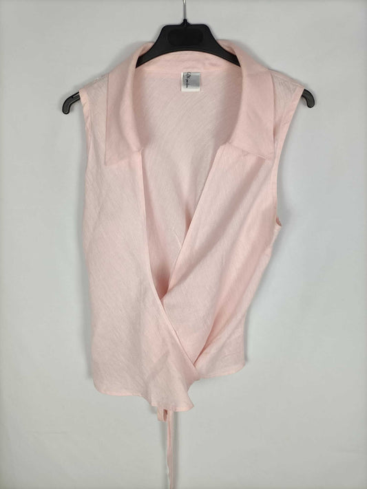 OH WHAT A MOON. Pink wrap blouse TM/L