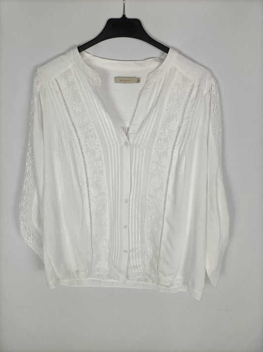ANANY. Blusa blanca bordada T.l