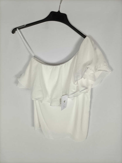 PURA VIDA. Blusa blanca asimétrica T.s/m