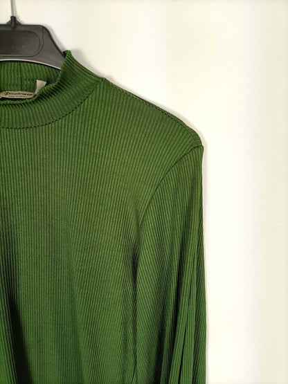 STRADIVARIUS. Top verde canalé T.s