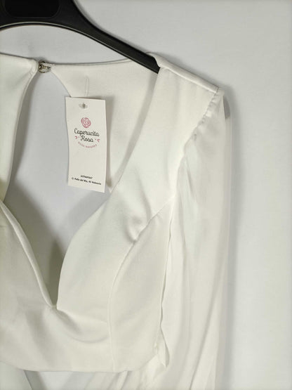 CAPERUZITA ROSA. Top blanco manga abullonadas T.m