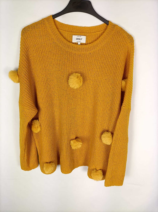 ONLY. Jersey mostaza pompones T.m