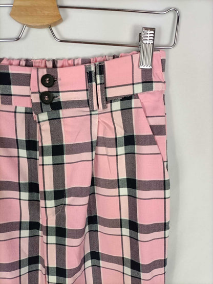 BERSHKA. Pantalón rosa cuadros T.m