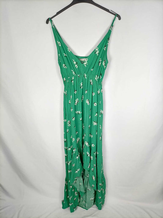 STRADIVARIUS. Vestido verdes flores T.l