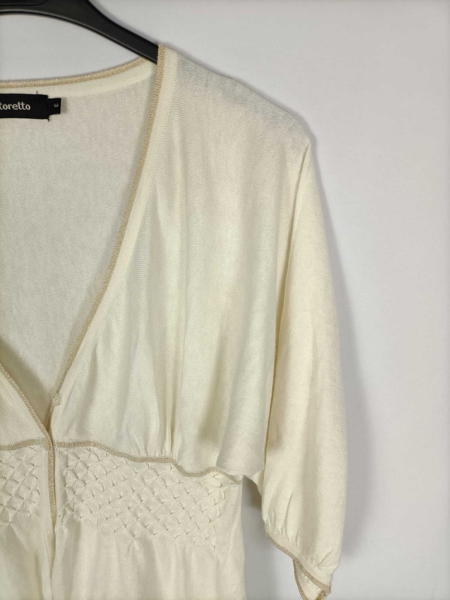 TINTORETTO.Chaqueta beige detalles dorados T.m/l