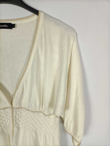 TINTORETTO.Chaqueta beige detalles dorados T.m/l