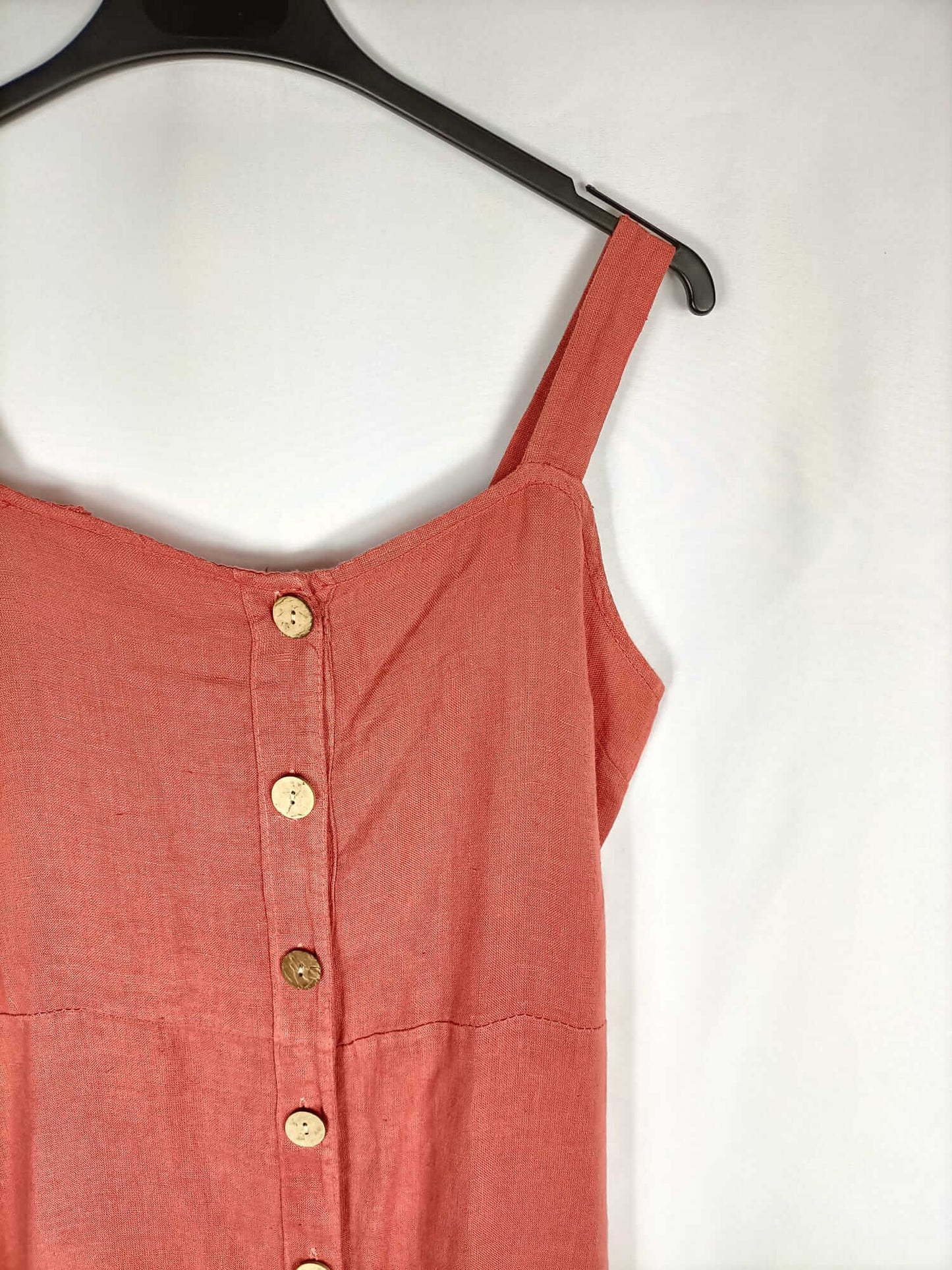 POMPOM.Vestido lino volante abotonado TU (m)