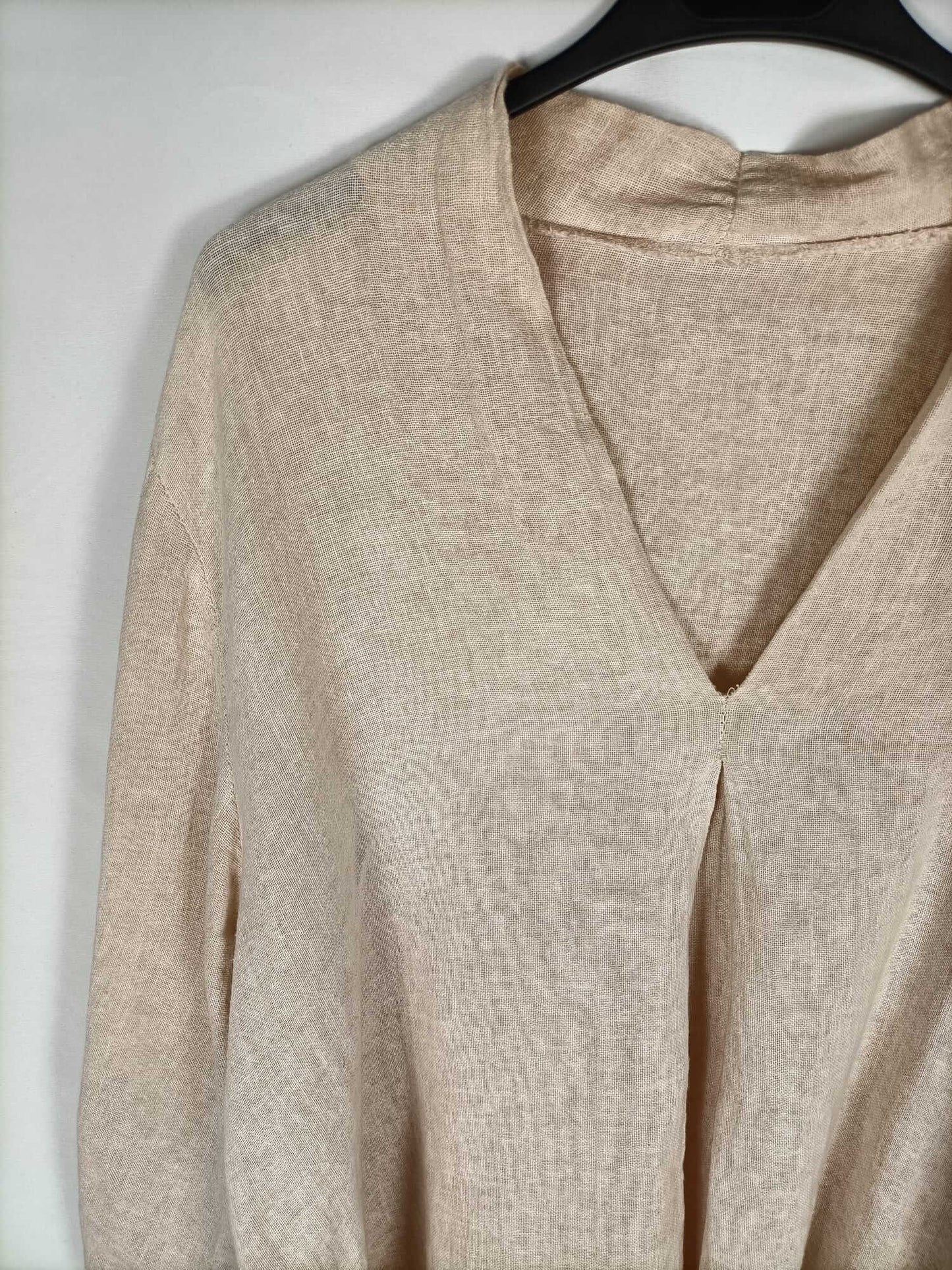 OTHERS. Oversized pink linen blouse TU