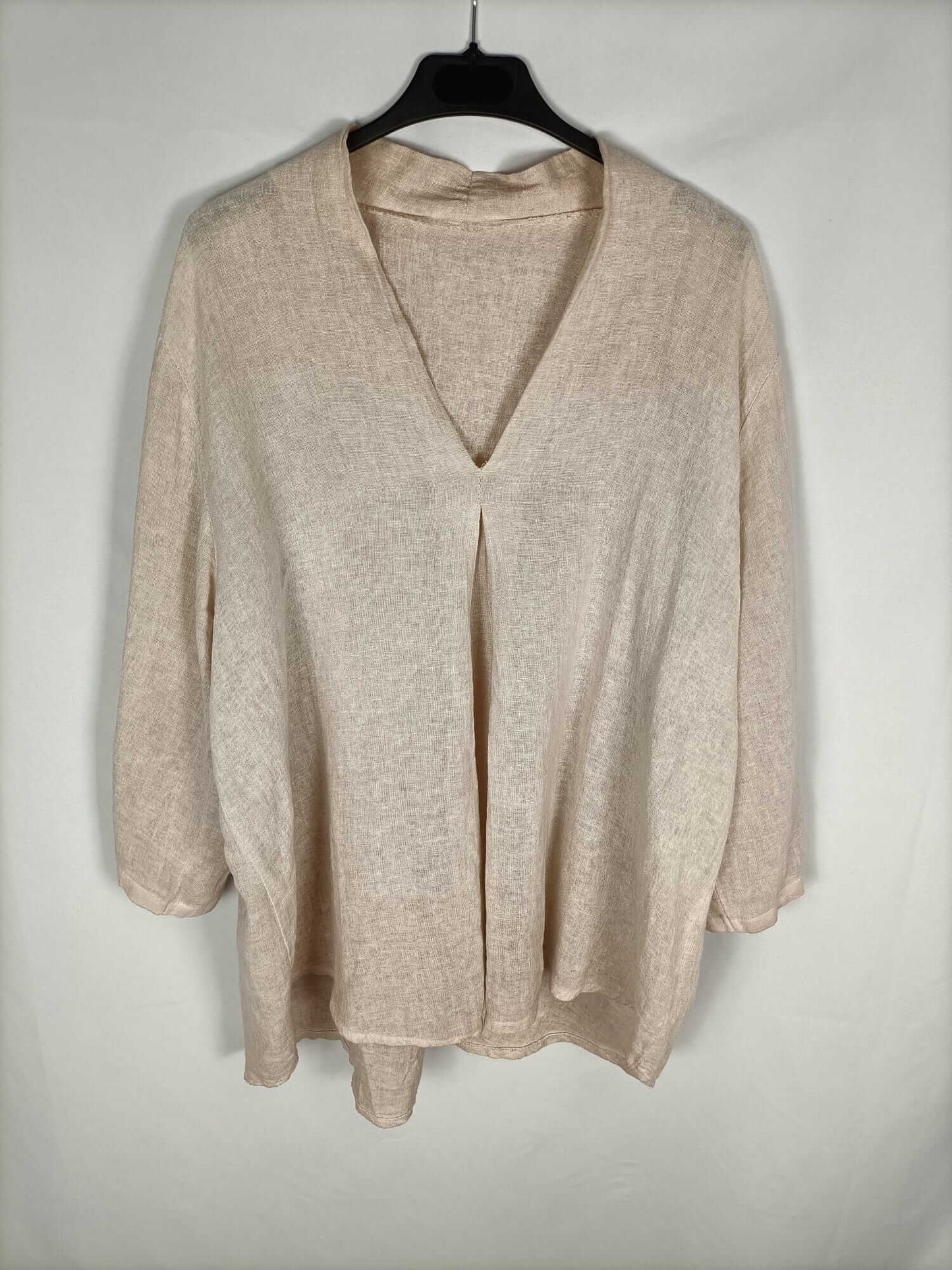 OTHERS. Oversized pink linen blouse TU